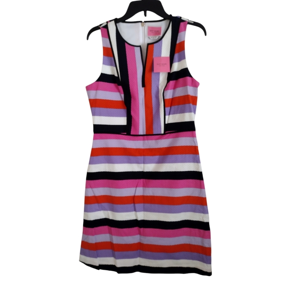 Kate Spade NWT sunset stripe jacquard dress multicolor candy colored size 10
